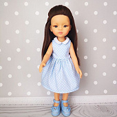 Голубое платье для куклы Paola Reina Handmade (с пояском), 32 см